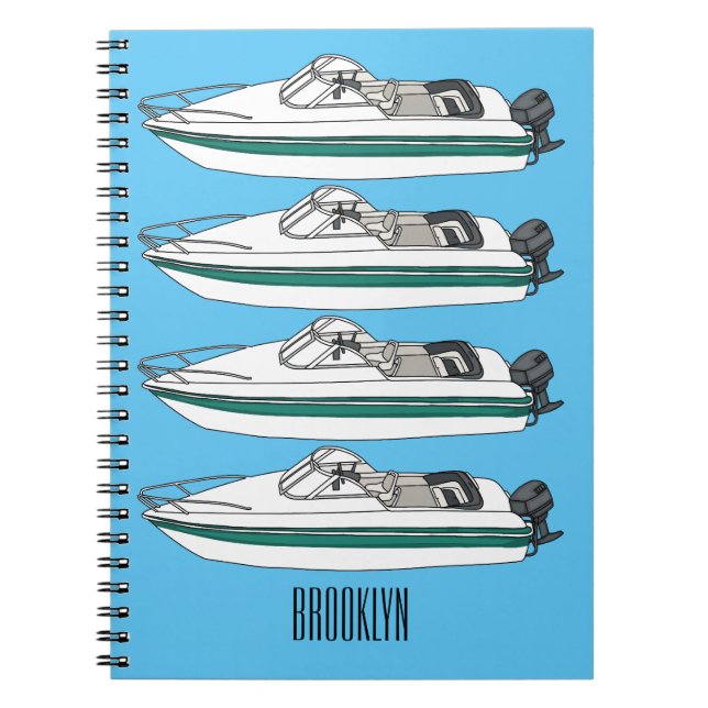 Carnet Illustration d'un bateau à moteur (Devant)