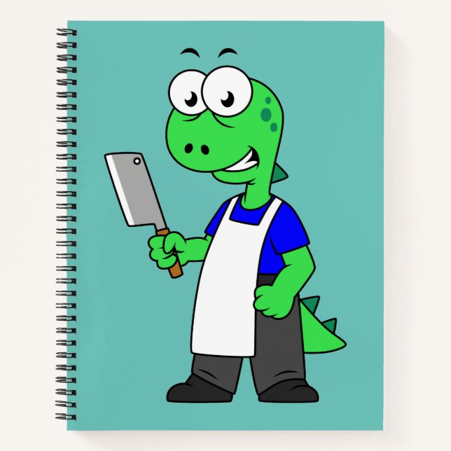 Carnet Illustration D'Un Boucher Rex Tyrannosaurus. (Devant)
