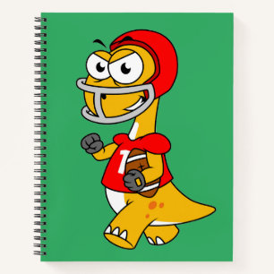 Carnet Illustration D'Un Brontosaurus Jouant Au Football.