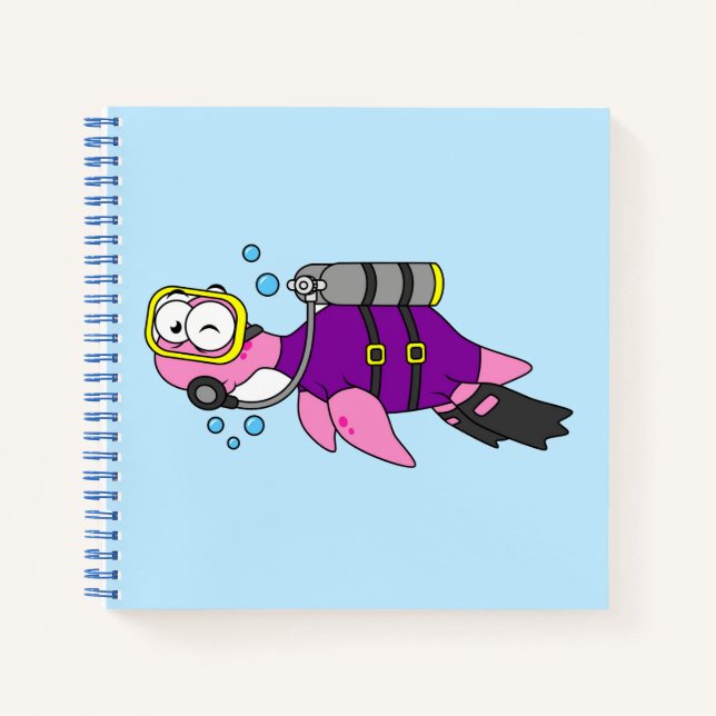 Carnet Illustration D'Un Loch Ness Monster Scuba Diver. (Devant)