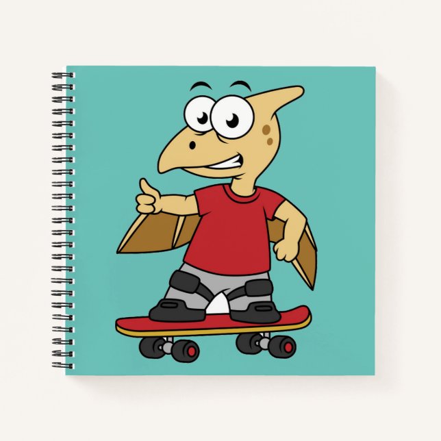 Carnet Illustration D'Un Skateboard De Ptérosaure. (Devant)