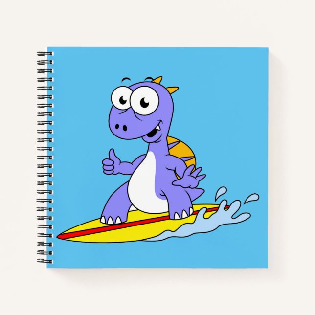 Carnet Illustration D'Un Spinosaure De Surf. (Devant)
