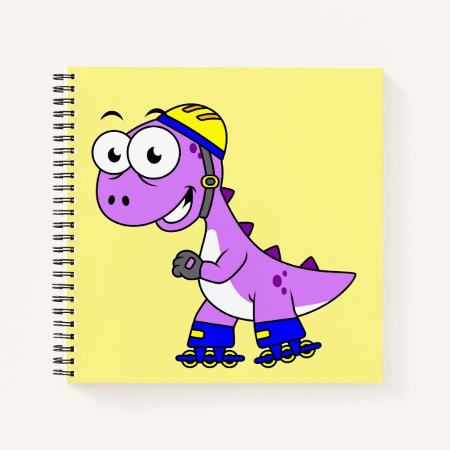 Carnet Illustration D'Un Tyrannosaurus Rex De Patinage. (Devant)