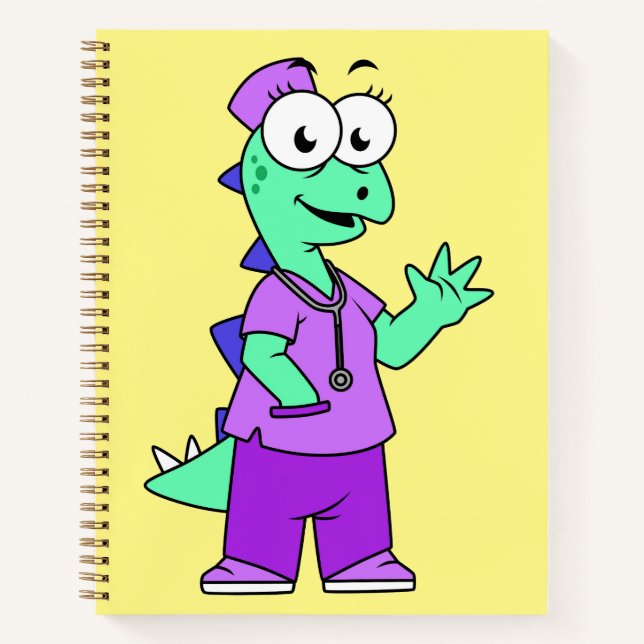 Carnet Illustration D'Une Infirmière Stegosaurus. (Devant)