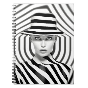 Carnet Illustration Élégante D'Art Féminin Noir Et Blanc