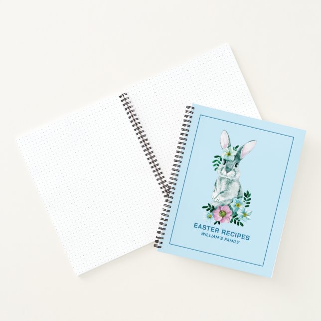 Carnet Illustration élégante du lapin de pâques à fleurs  (Intérieur)