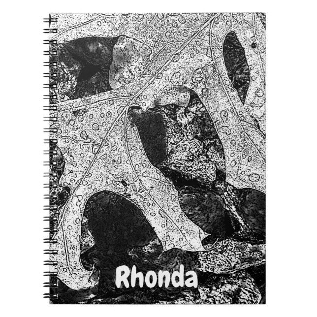 Carnet Illustration Feuille noire et blanche (Devant)