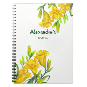 Carnet Illustration florale du Jour jaune de l'aquarelle
