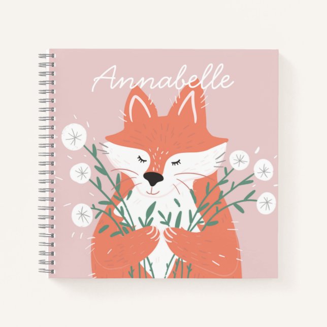 Carnet Illustration Fox Fleurs d'odeur personnalisée (Devant)