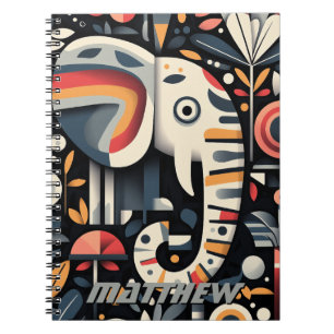 Carnet Illustration géométrique des éléphants