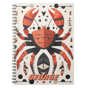 Carnet Illustration géométrique du crabe rouge