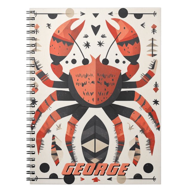 Carnet Illustration géométrique du crabe rouge (Devant)