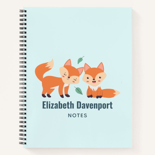 Carnet Illustration graphique des renards orange mignons (Devant)