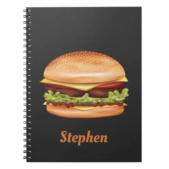 Carnet Illustration Hamburger Fast Food Avec Nom Personna (Devant)