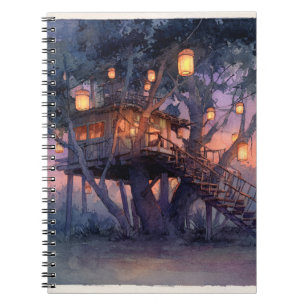 Carnet Illustration Magique de l'arbre à lanterne-lumière