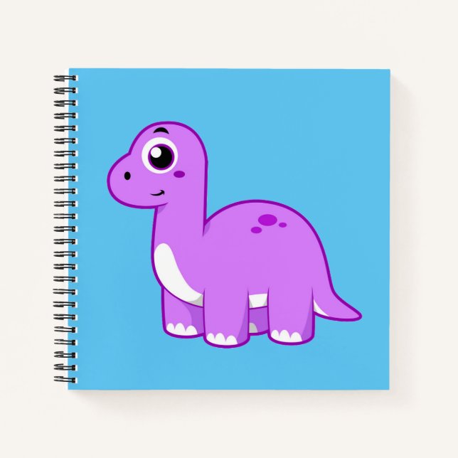 Carnet Illustration Mignonne D'Un Brontosaurus Dinosaure. (Devant)