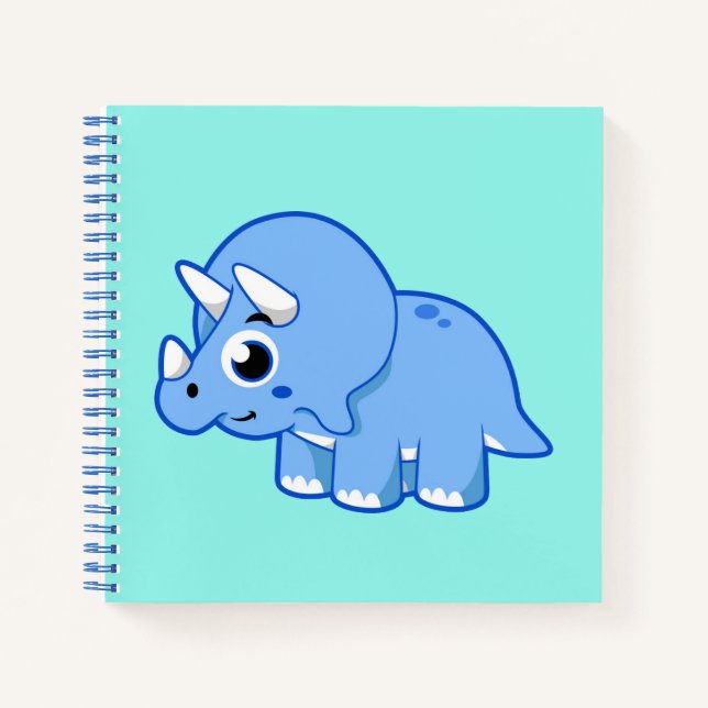 Carnet Illustration Mignonne D'Un Dinosaure Tricératops. (Devant)