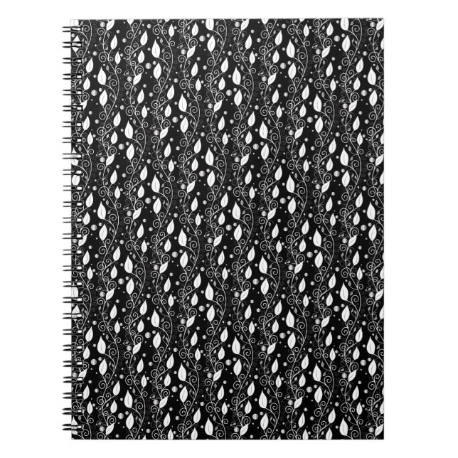 Carnet Illustration moderne abstraite d'encre noire et bl (Devant)