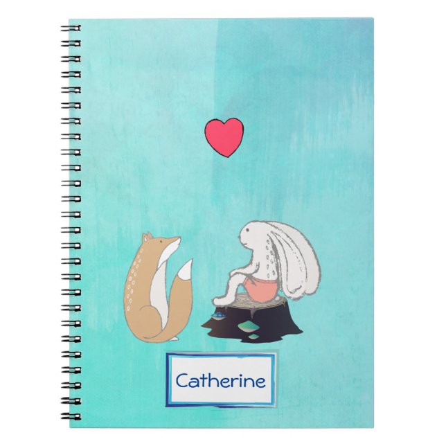 Carnet Illustration personnalisée du renard mignon et du  (Devant)