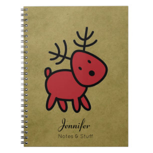 Carnet Illustration Red Christmas Reindeer personnalisée