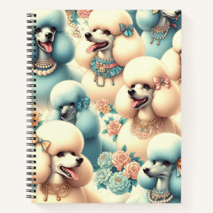 Carnet Illustration vintage de caniche sans joint
