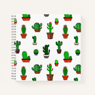 Carnet Illustrations de cactus mignons sur fond blanc