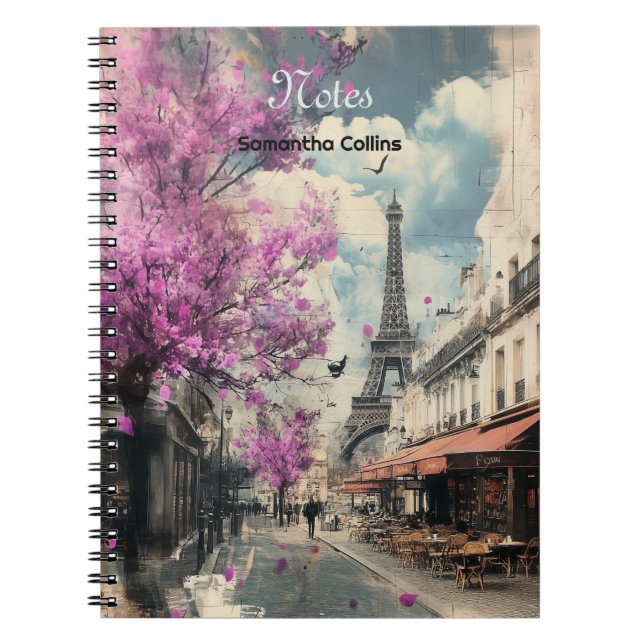 Carnet Image romantique de Paris avec la tour Eiffel (Devant)