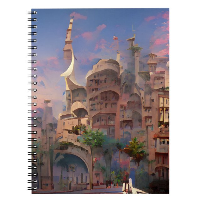 Carnet Imaginaire arabesque habitations palmiers art numé (Devant)