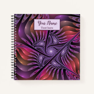 Carnet Imaginaire coloré Abstrait Violet Fractal Nom