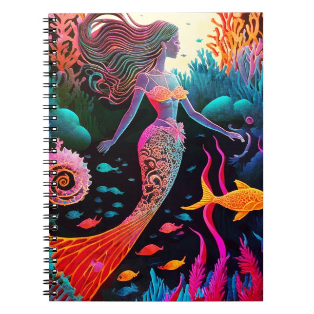 Carnet Imaginaire coloré de sirène arc-en-ciel (Devant)