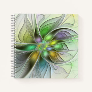 Carnet Imaginaire coloré Fleur moderne Abstrait Fractal