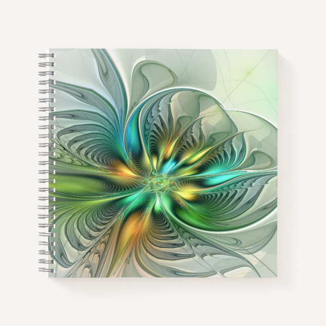 Carnet Imaginaire coloré Moderne Fleur Abstraite Fractale (Devant)