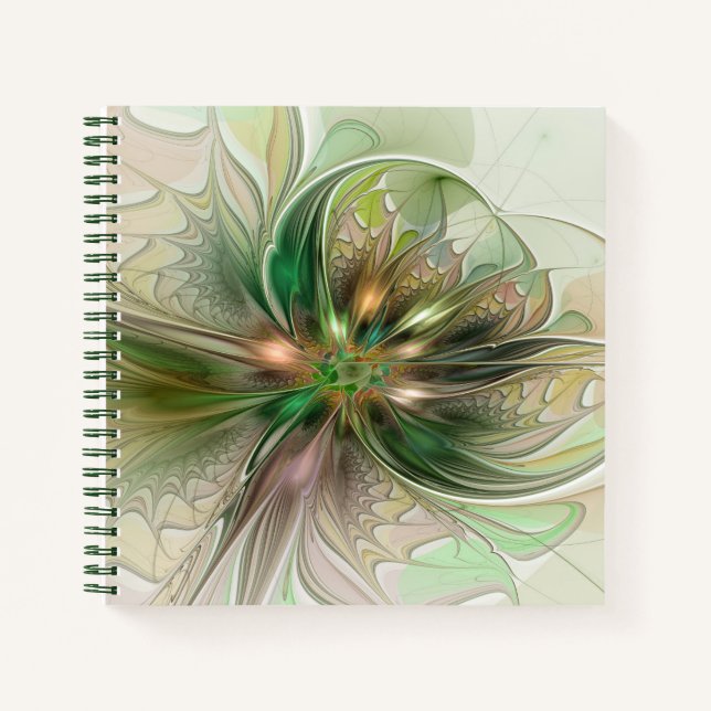 Carnet Imaginaire coloré Moderne Fleur Fractale Abstraite (Devant)
