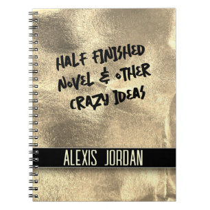 Carnet Imaginaire feuille d'or Graffiti noir et blanc