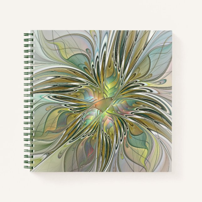 Carnet Imaginaire Floral Fleur Art Fractal Moderne Avec O (Devant)