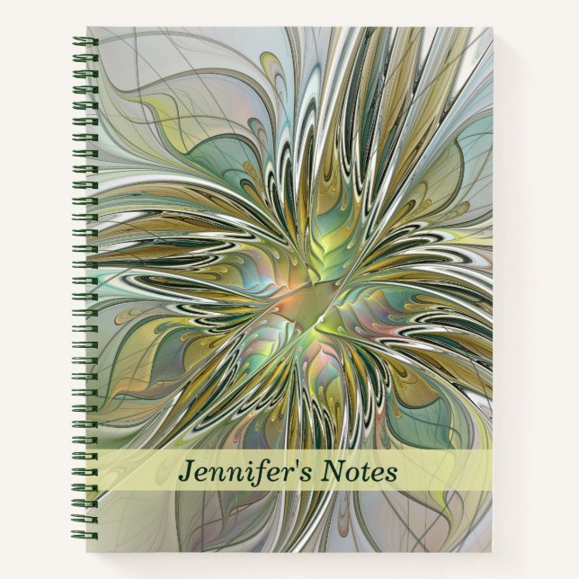 Carnet Imaginaire floral Fleur fractale moderne W. Gold N (Devant)