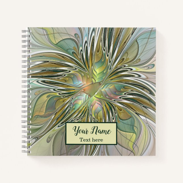 Carnet Imaginaire floral Fleur fractale moderne W. Gold N (Devant)