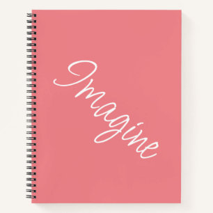 Carnet "Imaginez" Phrase Coral Arrière - plan rose