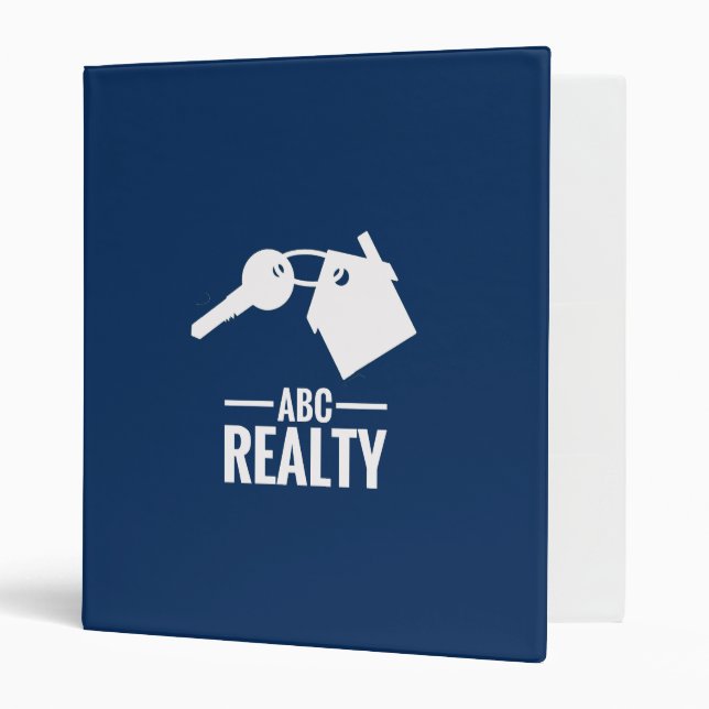 Carnet Immobilier Bleu Avec Classeur Logo 3 Anneau (Devant/intérieur)