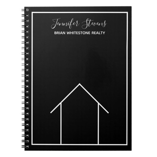 Carnet Immobilier Maison Noir Blanc Personnalisé Réalisat (Devant)