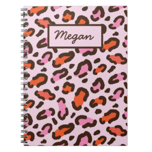 Carnet Impression animalière léopard rose et orange Nom 
