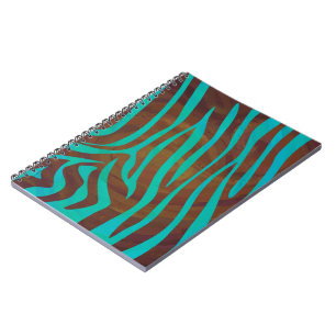 Carnet Impression Brown et Turquoise Zebra