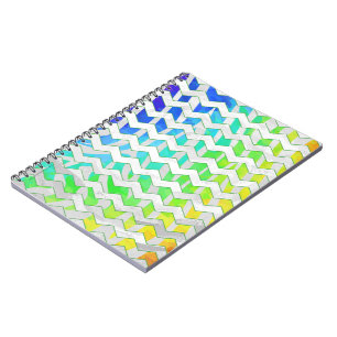 Carnet Impression chevron arc-en-ciel zèbre et blanc