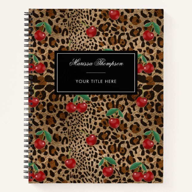Carnet Impression d'animal Léopard Guépard à motif Cerise (Devant)