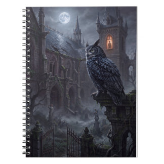 Carnet Impression d'art de nuit sombre de hibou gothique