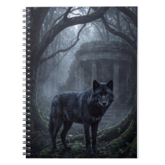 Carnet Impression d'art Loup gothique Forêt sombre