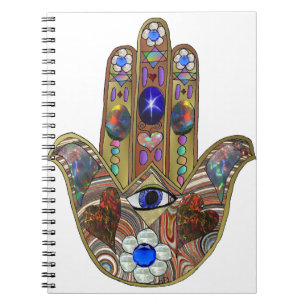 Carnet Impression d'art opale cœurs Hamsa Judaica