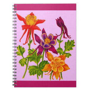 Carnet impression de fleurs de columbine