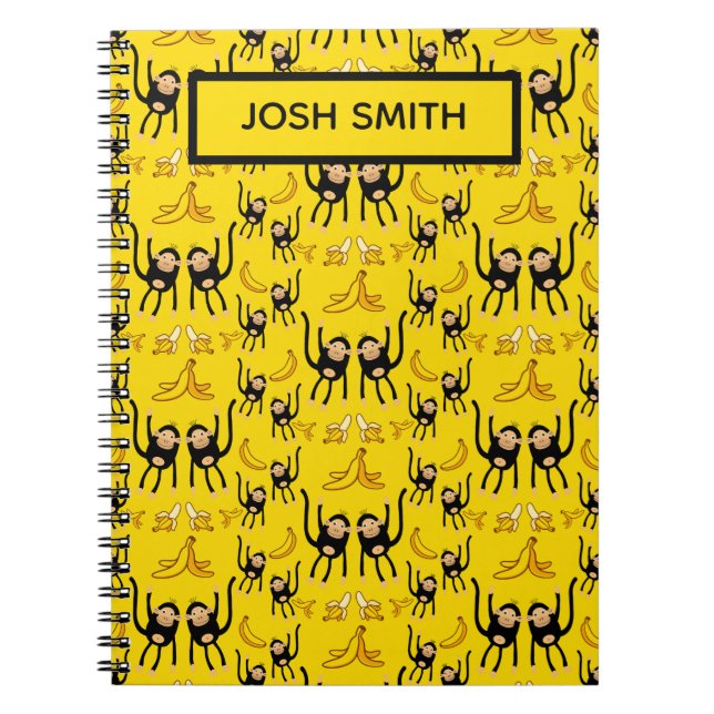 Carnet Impression de singe mignon et de banane (Devant)