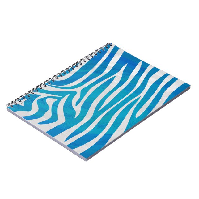 Carnet Impression en bleu et blanc Zebra (Côté gauche)